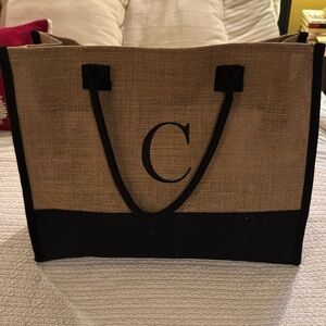 Brand new with tags “C” monogram two-tone jute bag.